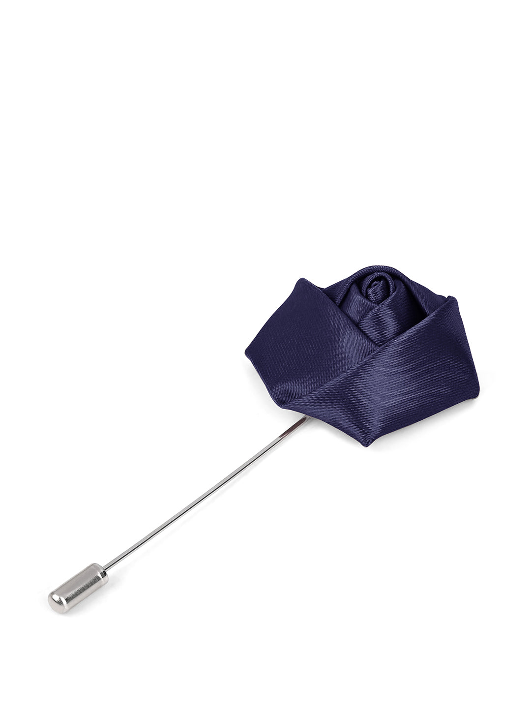 Blue Luxury Polyster Micro Fabric Necktie Set Pocket Square Chrome Tiepin Cufflinks and Brooch
