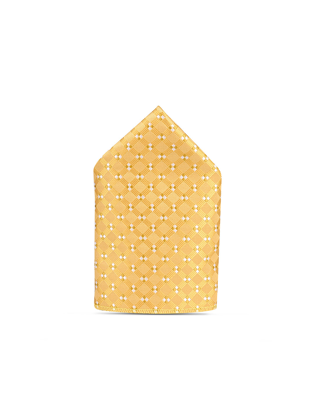 Mustard Yellow Luxury Polyster Micro Fabric Necktie Set Pocket Square Chrome Tiepin