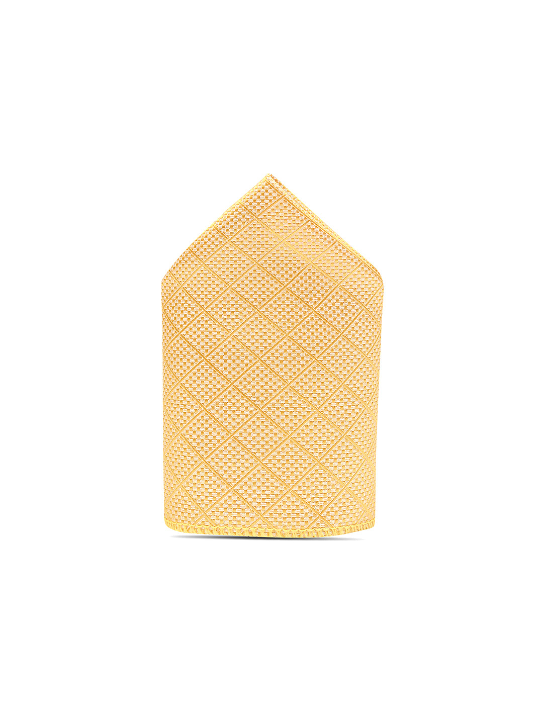 Geometric Yellow Luxury Polyster Micro Fabric Necktie Set Pocket Square Chrome Tiepin
