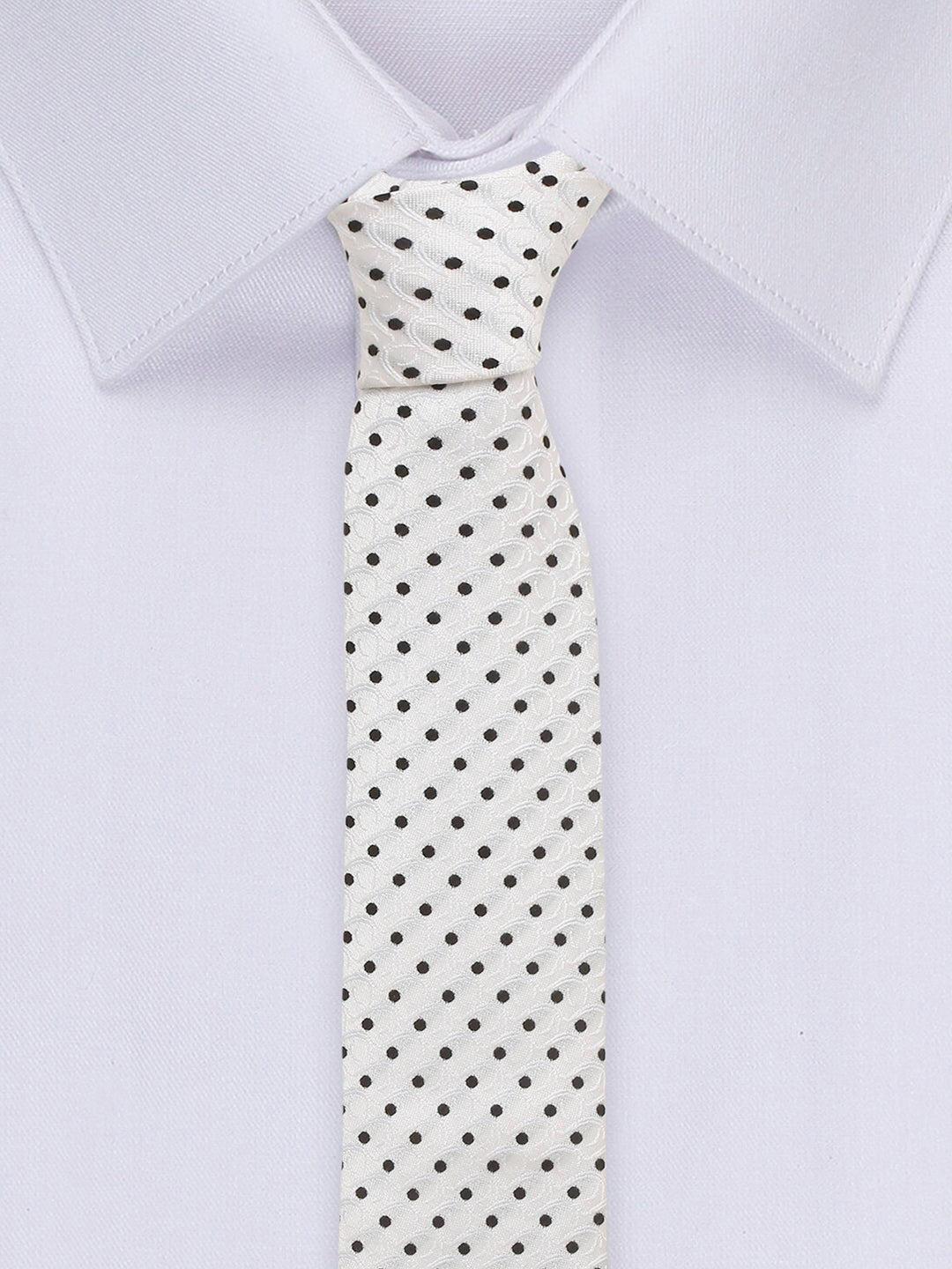 White Italian Silk Necktie Set Pocket Square Golden Tiepin