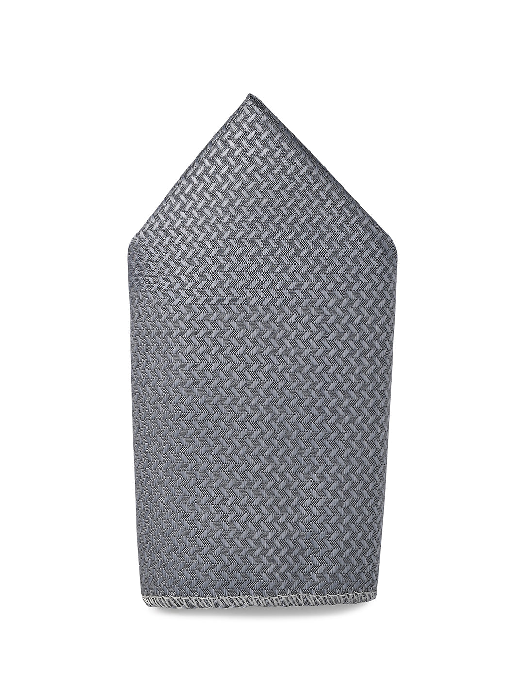 Grey Luxury Polyster Micro Fabric Necktie Set Pocket Square Chrome Tiepin Cufflinks and Brooch