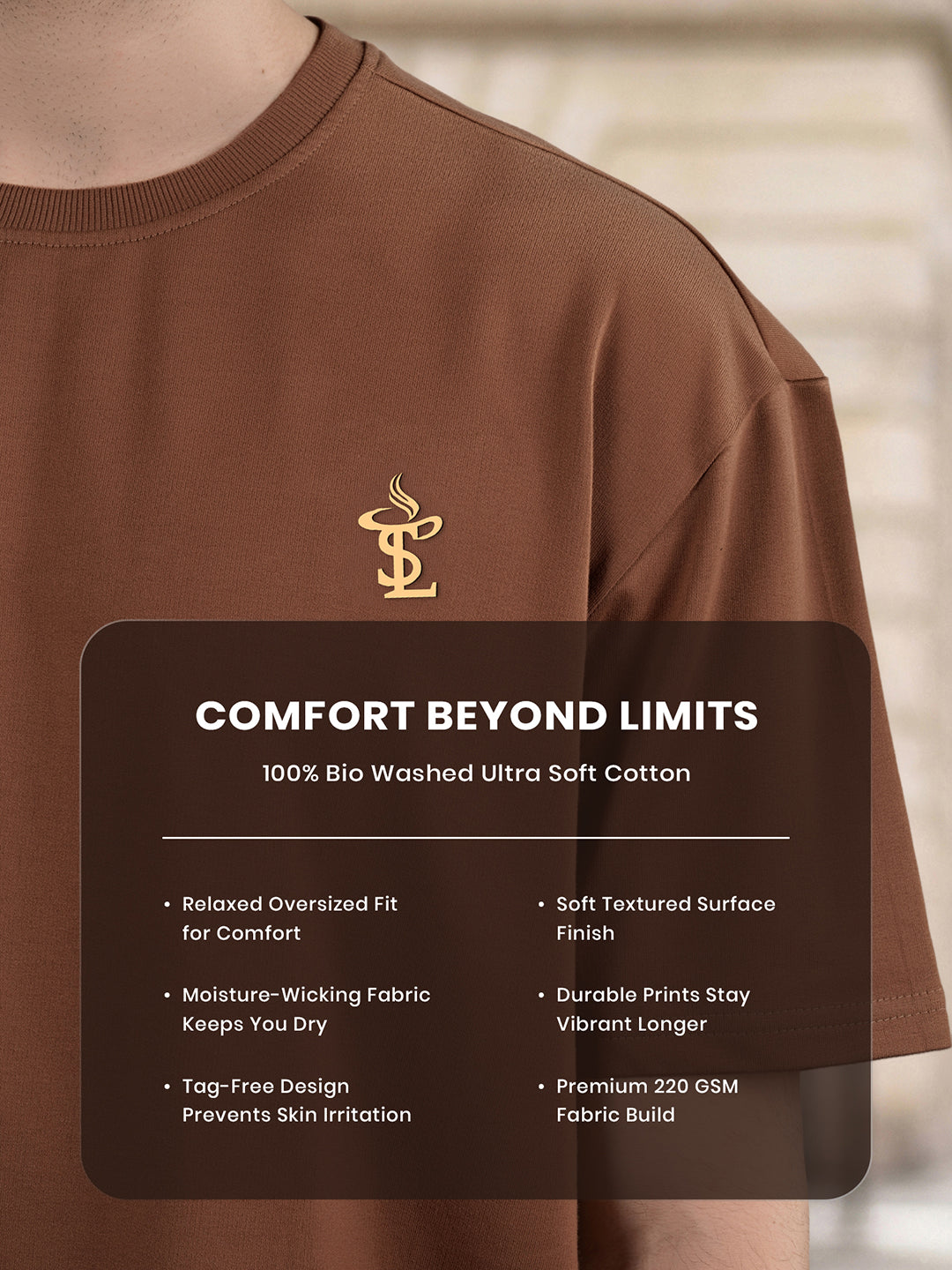 Well Brewed Mocha Printed Oversized T-shirt