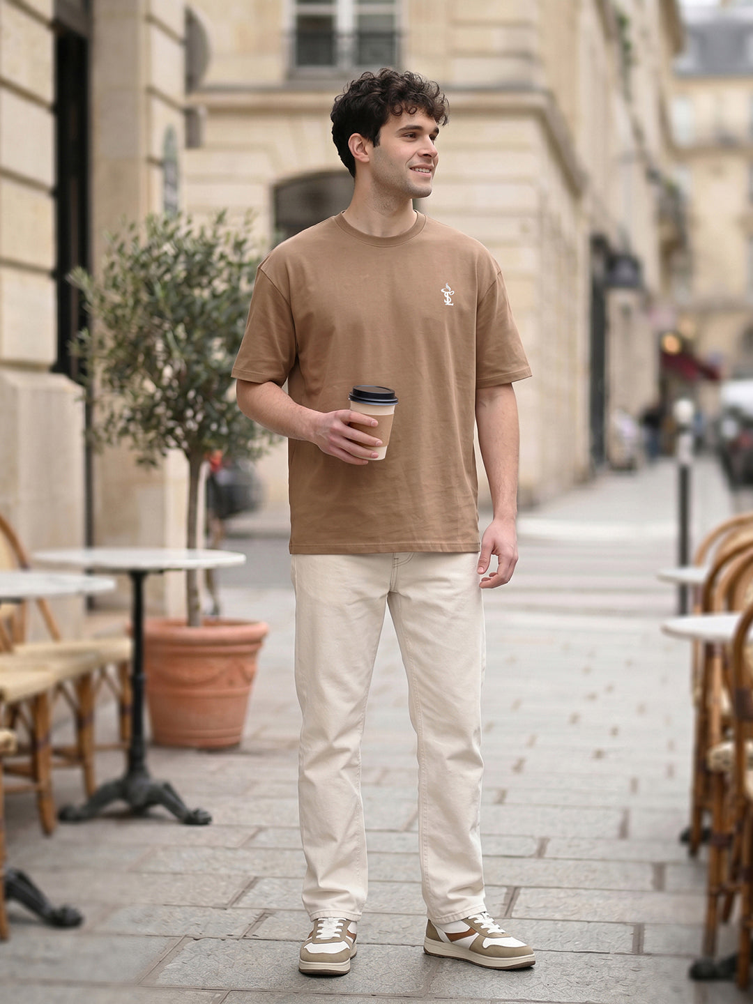Well Brewed Mocha Printed Oversized T-shirt