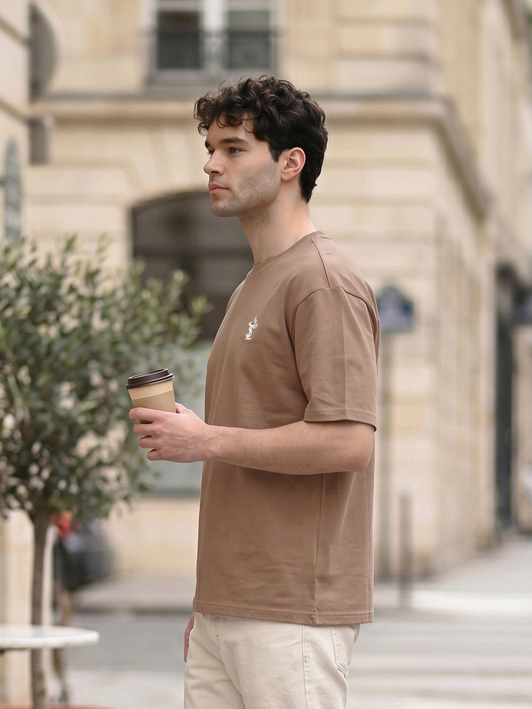 Well Brewed Mocha Printed Oversized T-shirt