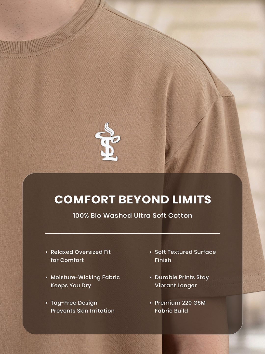 Well Brewed Mocha Printed Oversized T-shirt