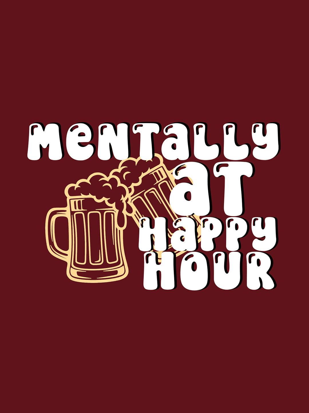 Mentally At Happy Hour Graphic Printed Red Oversized T-shirt