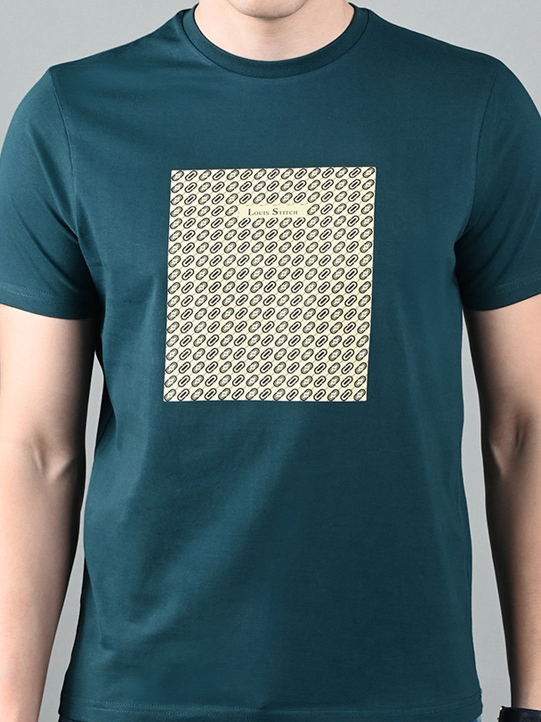 Men's Super Combed Cotton Teal Green Regular Fit Half Sleeve Round Neck T-Shirt