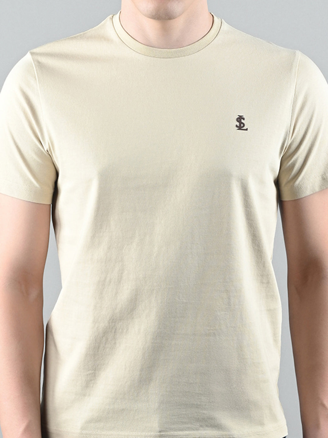 Men's Cream Super Combed Cotton Printed T-shirt