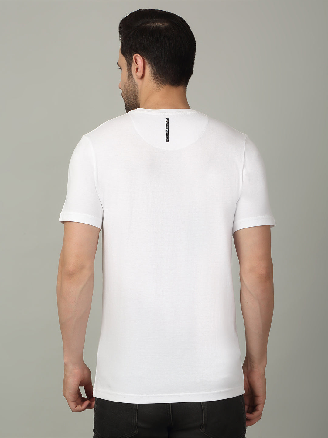 Men's Super Combed Cotton Printed White T-shirt