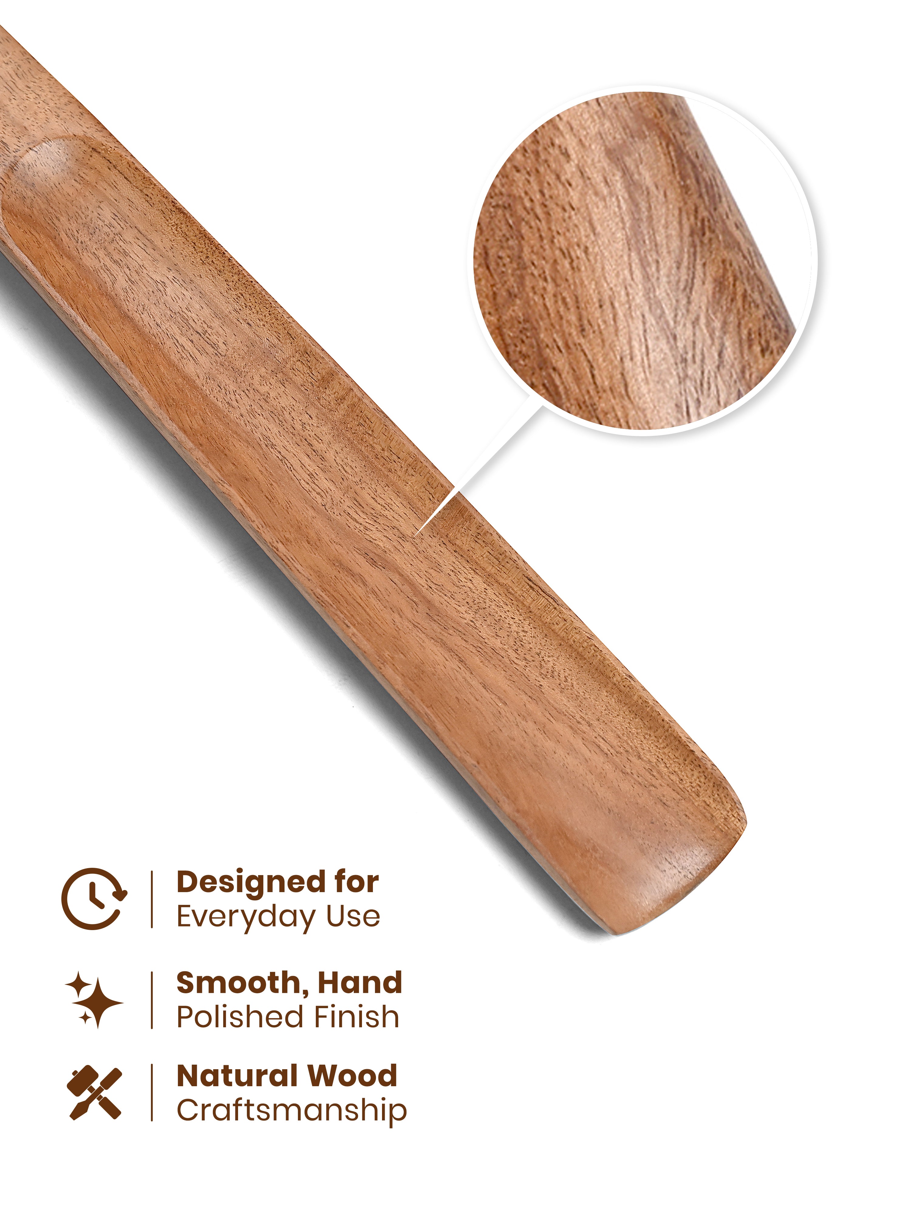 Premium 17-inch Natural Wooden Shoe Horn with Loop