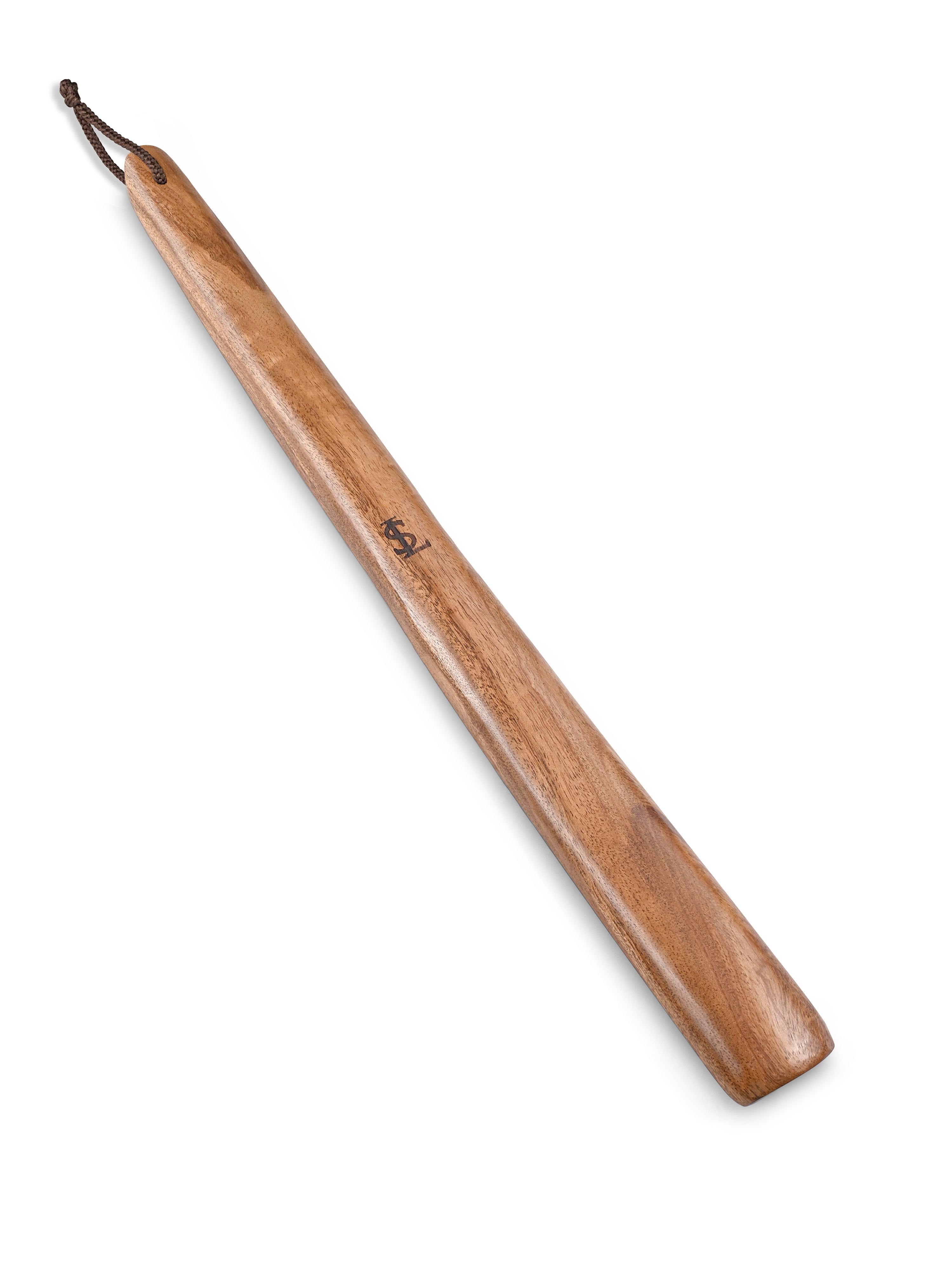 Premium 17-inch Natural Wooden Shoe Horn with Loop