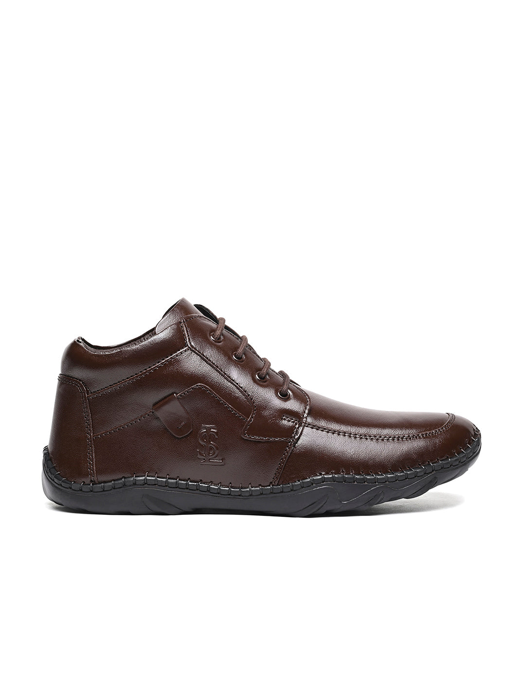 Brunette Brown Genuine Leather Ultra Lightweight Mid-Ankle Derby Shoes