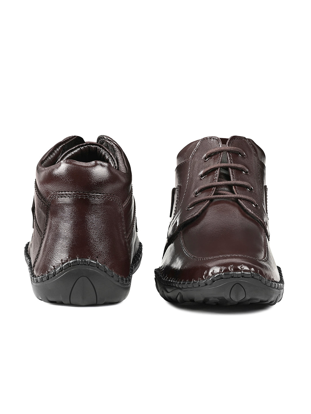 Brunette Brown Genuine Leather Ultra Lightweight Mid-Ankle Derby Shoes