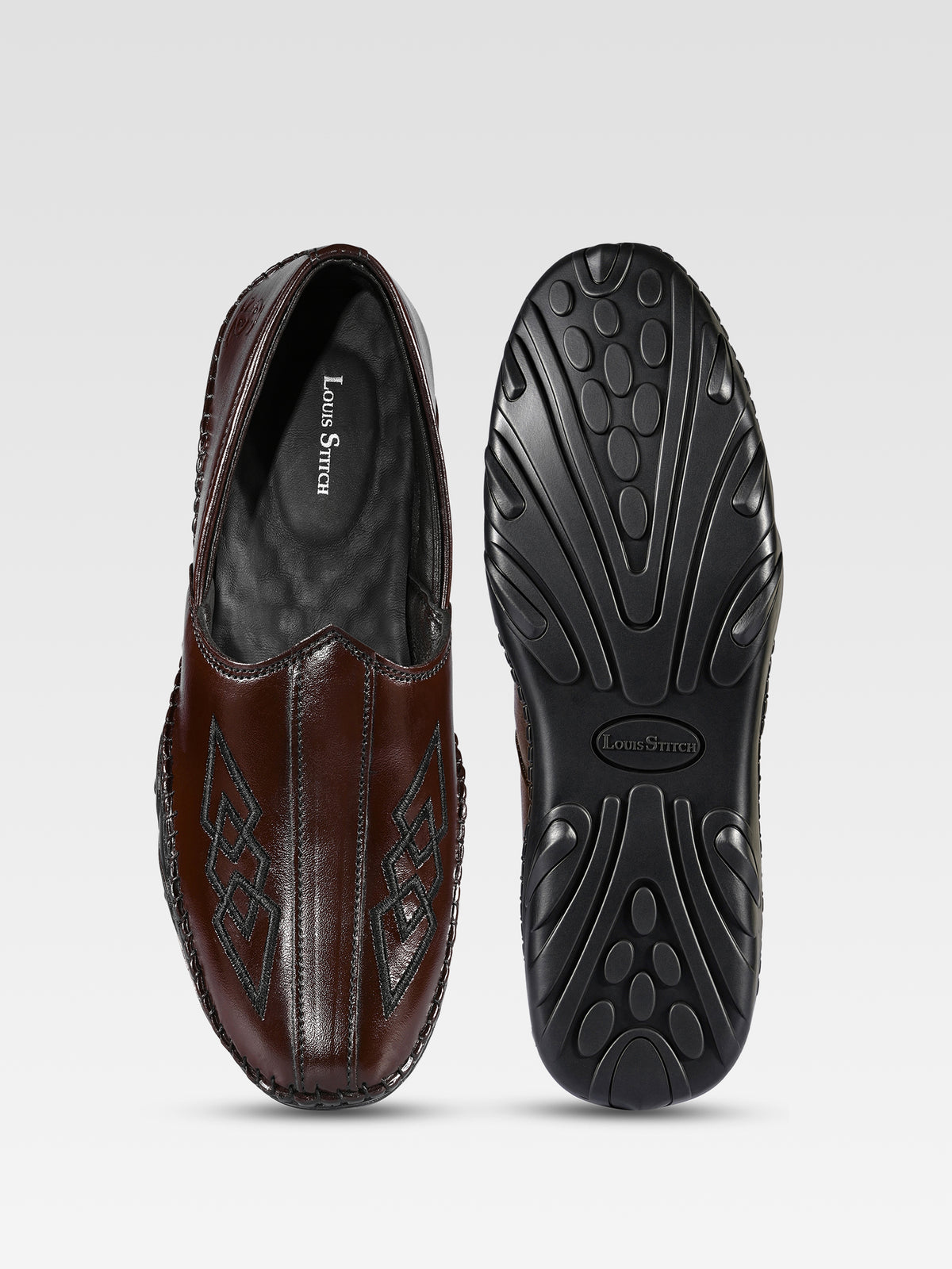 Brunette Brown Ethnic Slip-On Texture Nagra Juti and Mojari