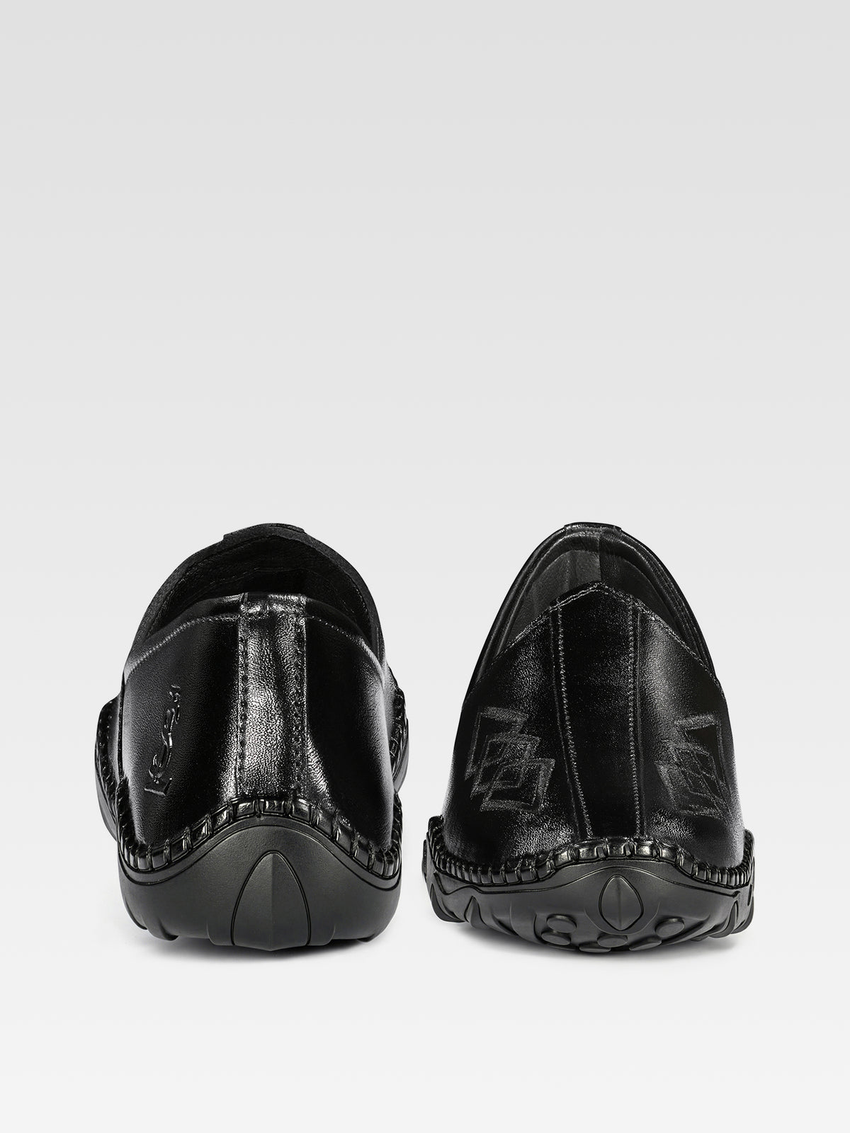 Jet Black Ethnic Slip-On Texture Nagra Juti and Mojari