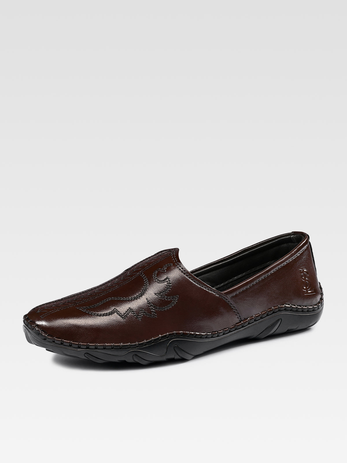 Brunette Brown Ethnic Slip-On Texture Nagra Juti and Mojari
