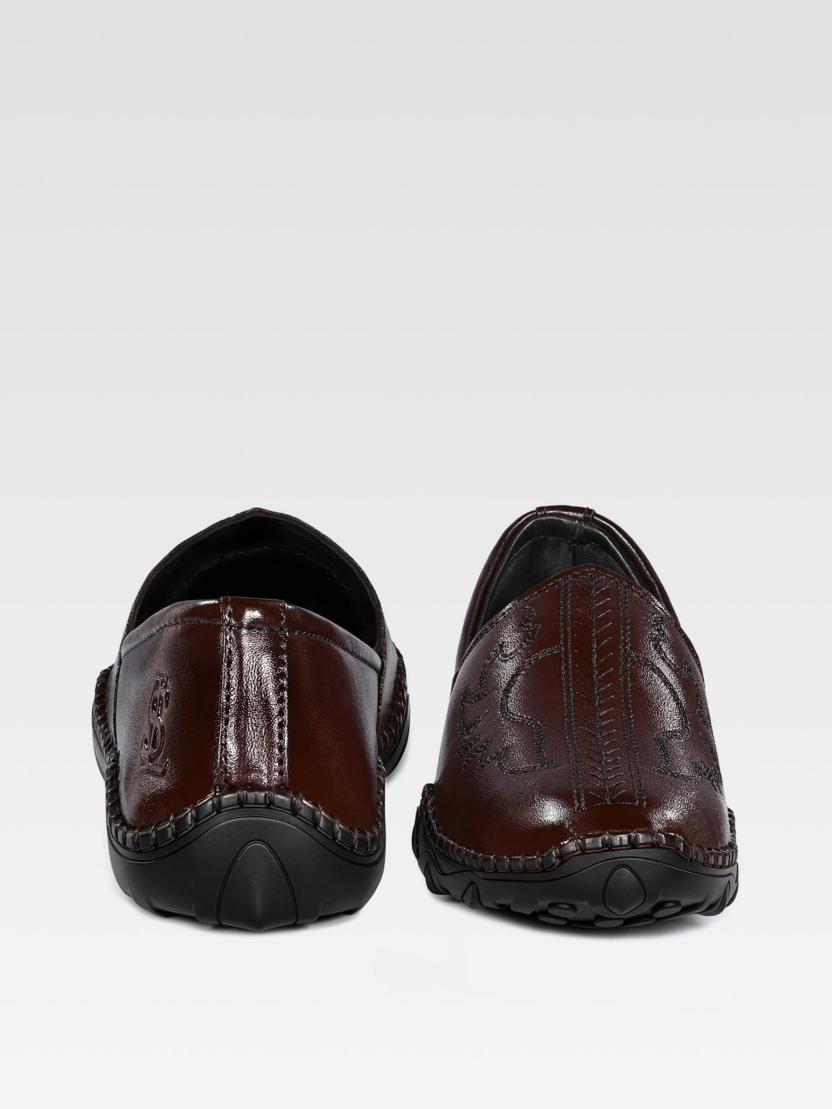 Brunette Brown Ethnic Slip-On Texture Nagra Juti and Mojari