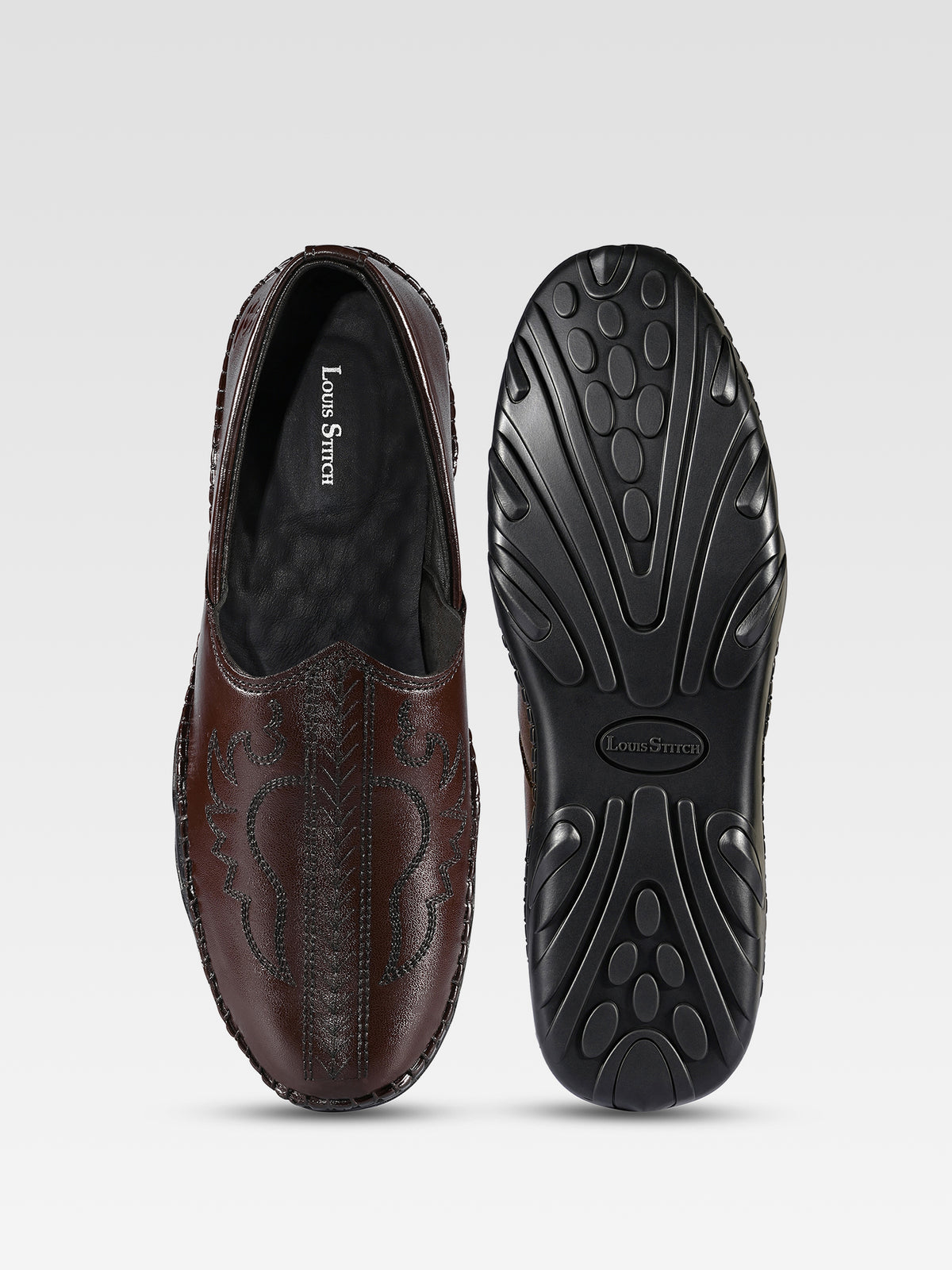 Brunette Brown Ethnic Slip-On Texture Nagra Juti and Mojari