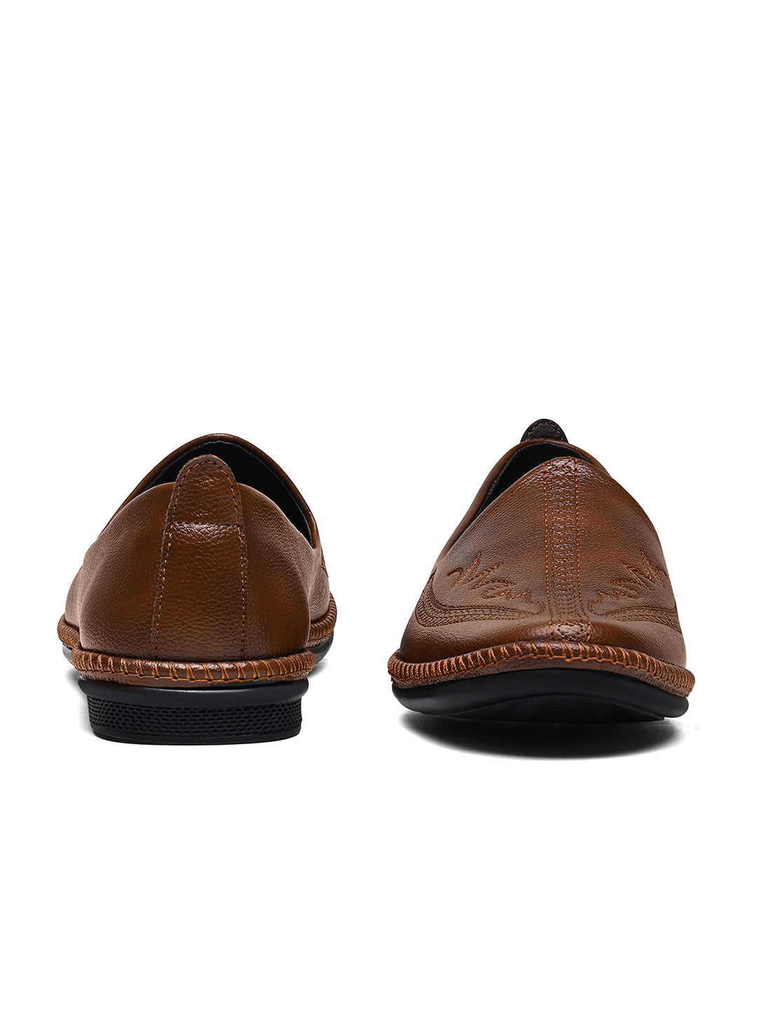 Russet Tan Ethnic Slip-On Embroided Nagra Juti and Mojari