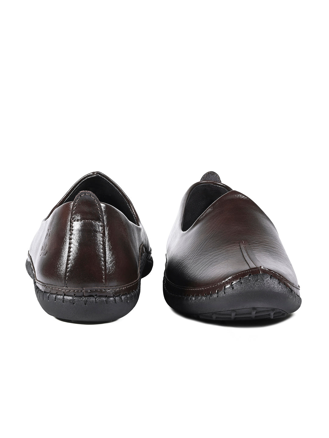 Brunette Brown Ethnic Slip-On Shrunken Nagra Juti and Mojari