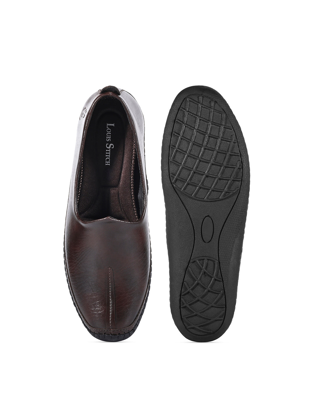 Brunette Brown Ethnic Slip-On Shrunken Nagra Juti and Mojari