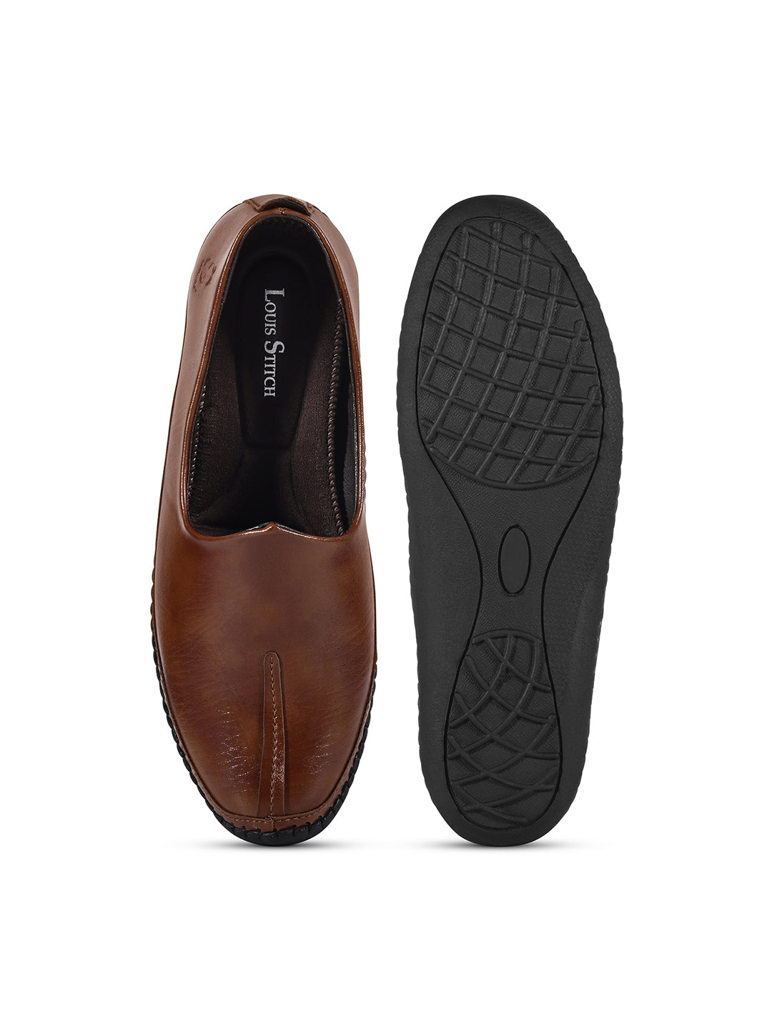 Russet Tan Ethnic Slip-On Shrunken Nagra Juti and Mojari