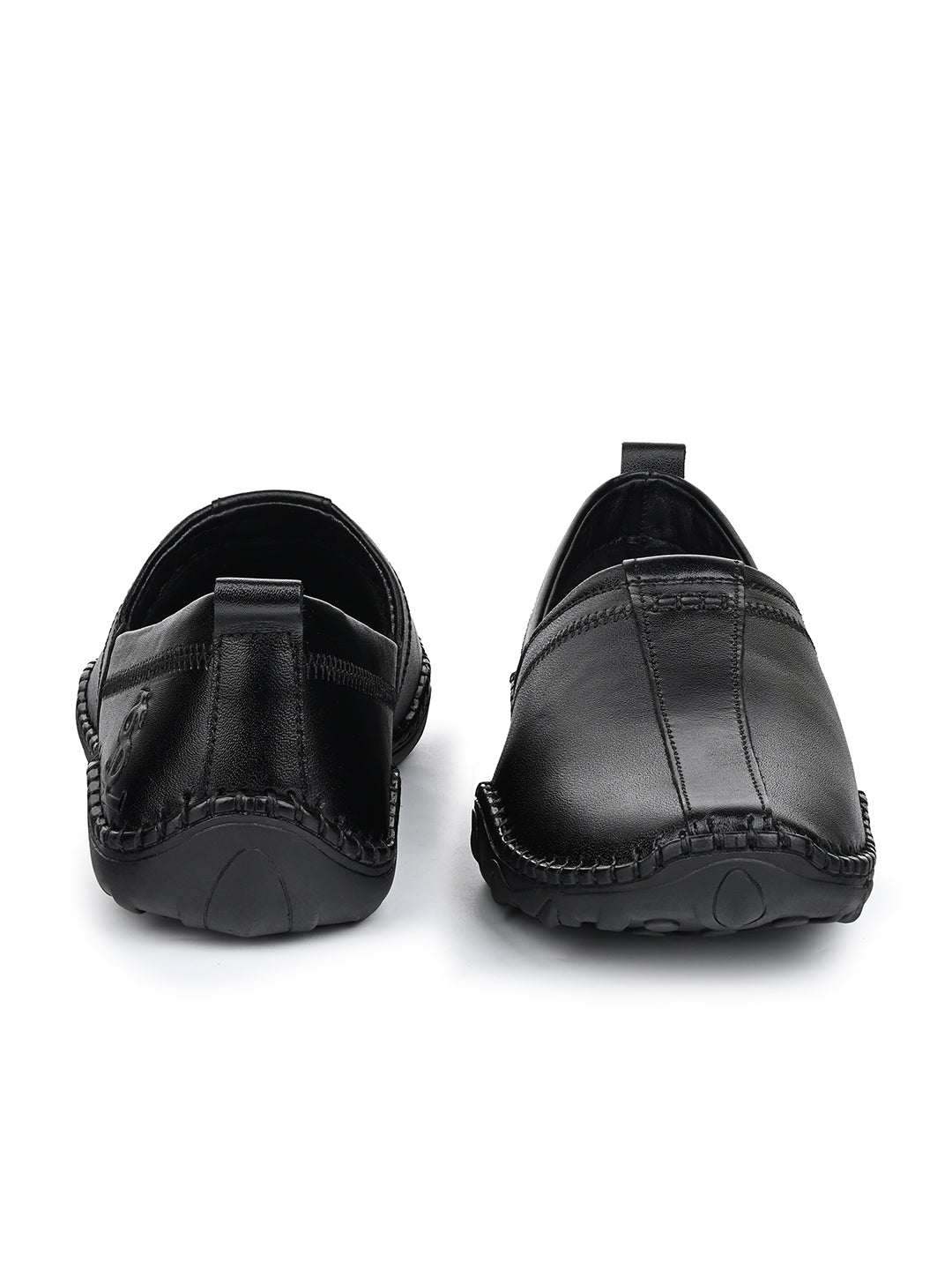 Jet Black Genuine Leather Ultra Lightweight Stylish Stich Nagra Jutis and Mojaris