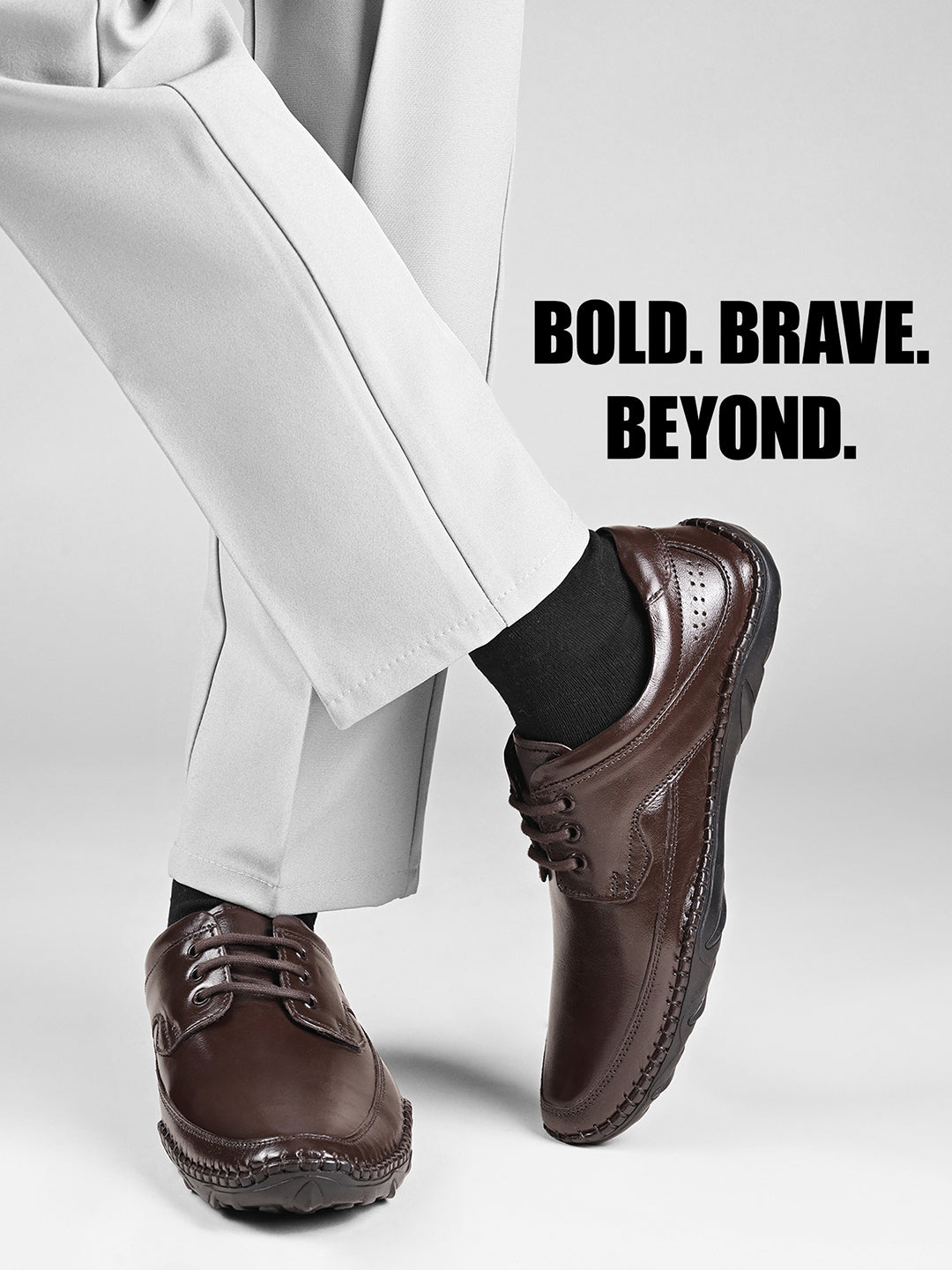 Brunette Brown Genuine Leather Ultra Lightweight Derbys Shoes