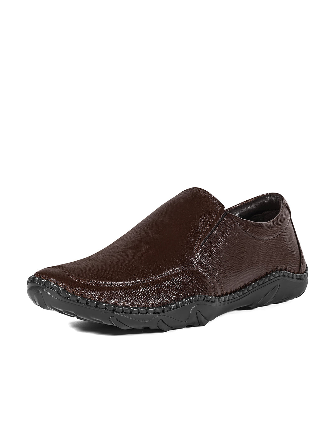 Brunette Brown Safiano Leather Ultra Lightweight Slip-On Shoes
