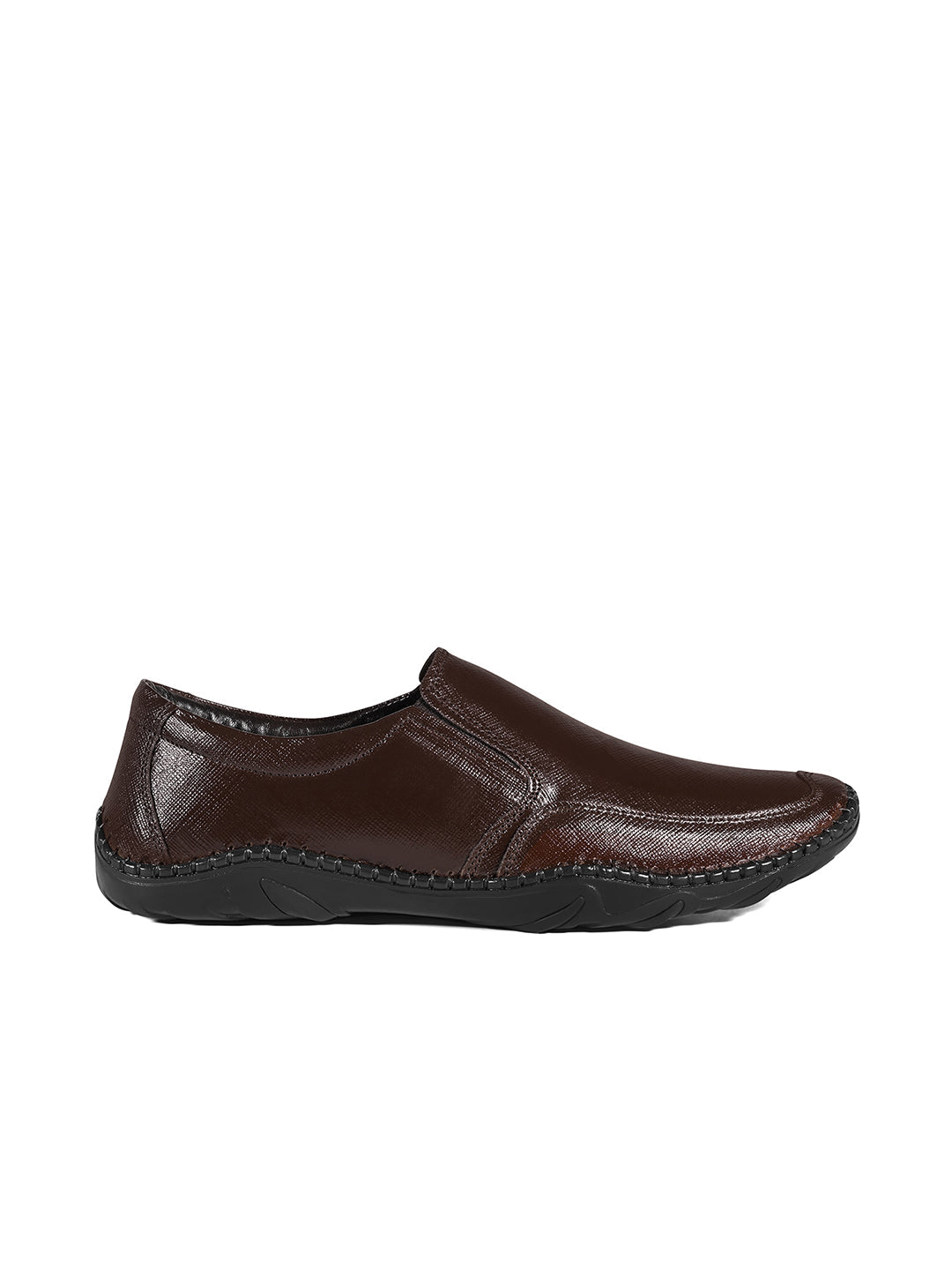 Brunette Brown Safiano Leather Ultra Lightweight Slip-On Shoes