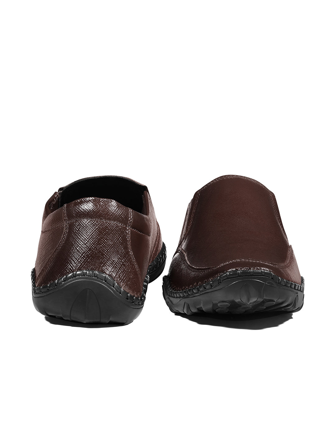 Brunette Brown Safiano Leather Ultra Lightweight Slip-On Shoes