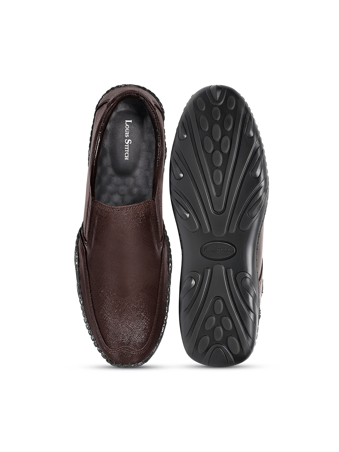 Brunette Brown Safiano Leather Ultra Lightweight Slip-On Shoes