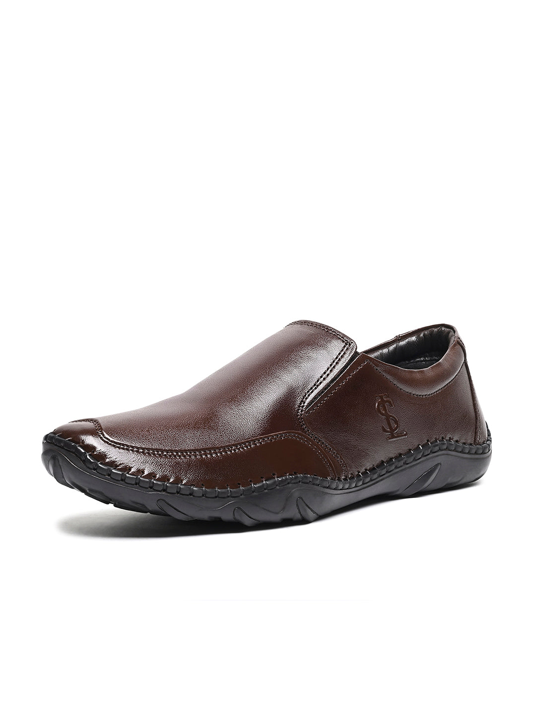 Brunette Brown Genuine Leather Ultra Lightweight Slip-On Shoes