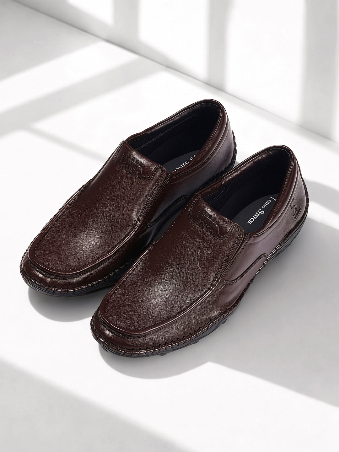Brunette Brown Genuine Leather Ultra Lightweight Slip-On Shoes