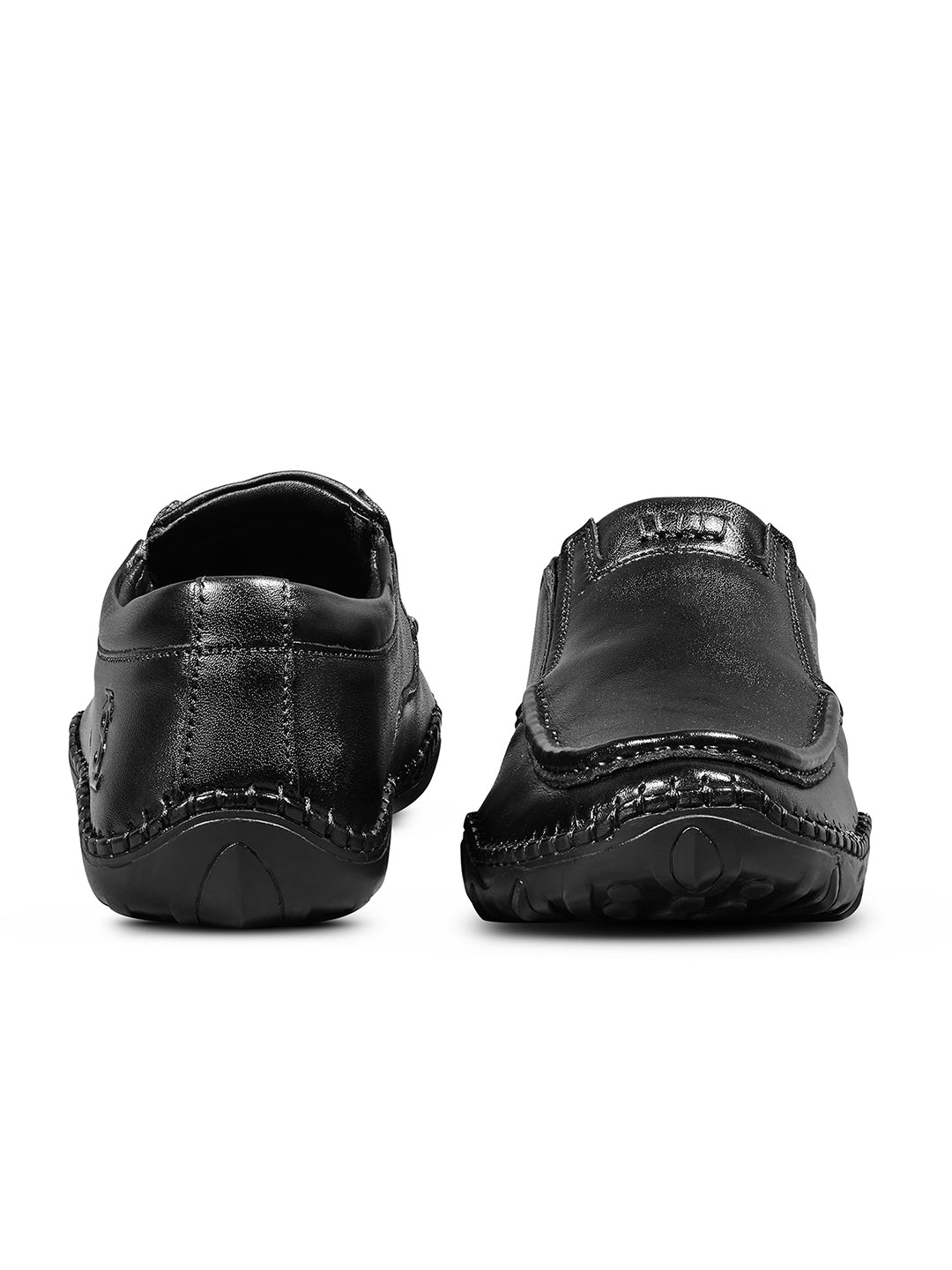 Obsidian Black Genuine Leather Ultra Lightweight Slip-On Shoes