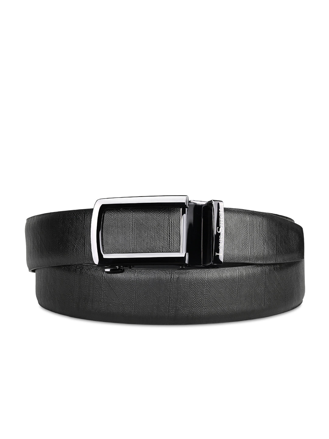 Premium VT Leather Men's Gunmetal Black Buckle Auto Lock Belt