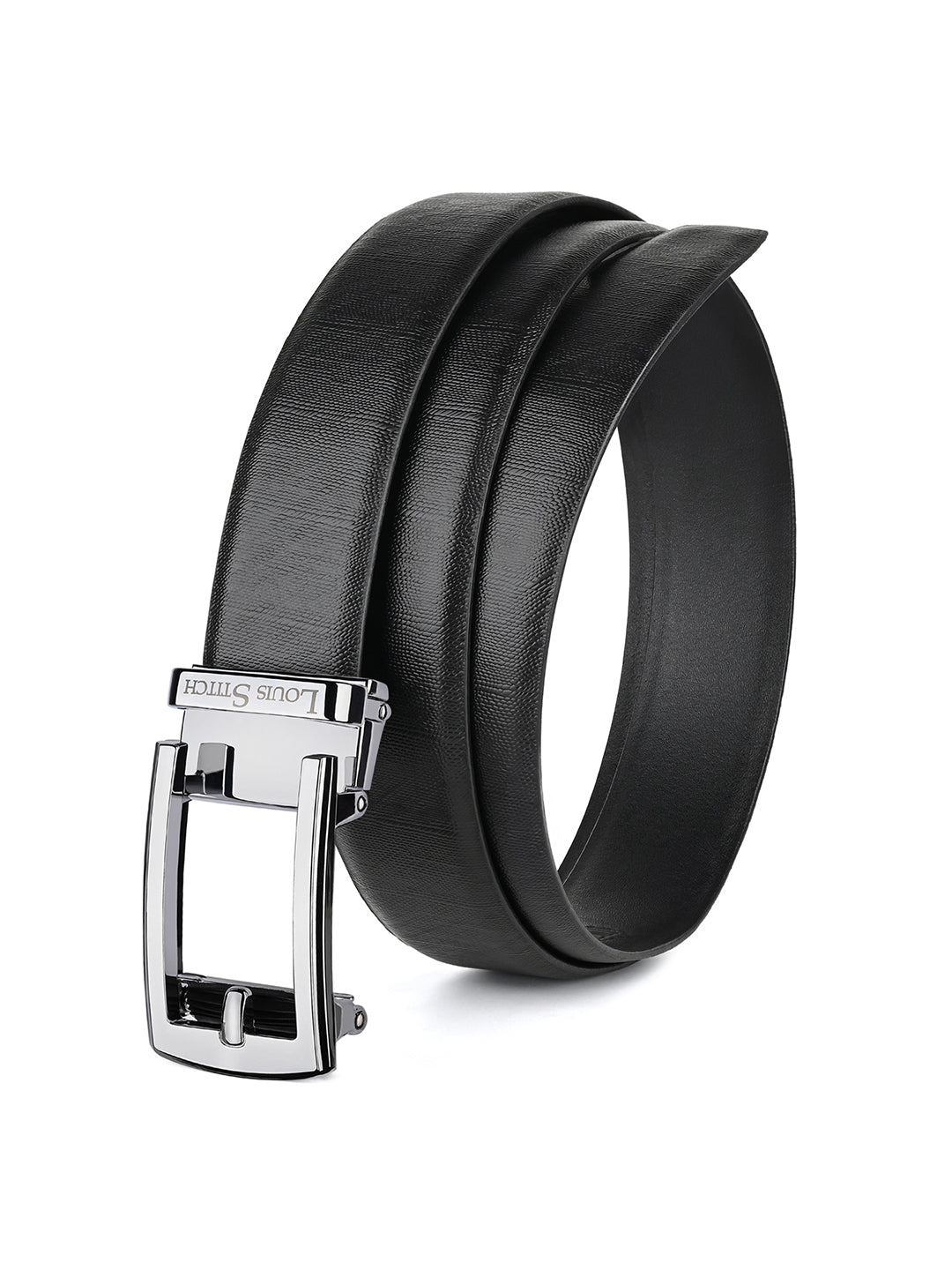 Premium VT Leather Men's Chrome Buckle Auto Lock Belt