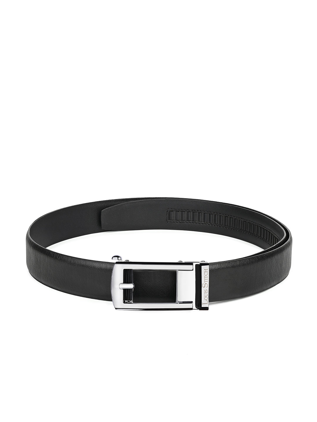 Premium VT Leather Men's Chrome Buckle Auto Lock Belt