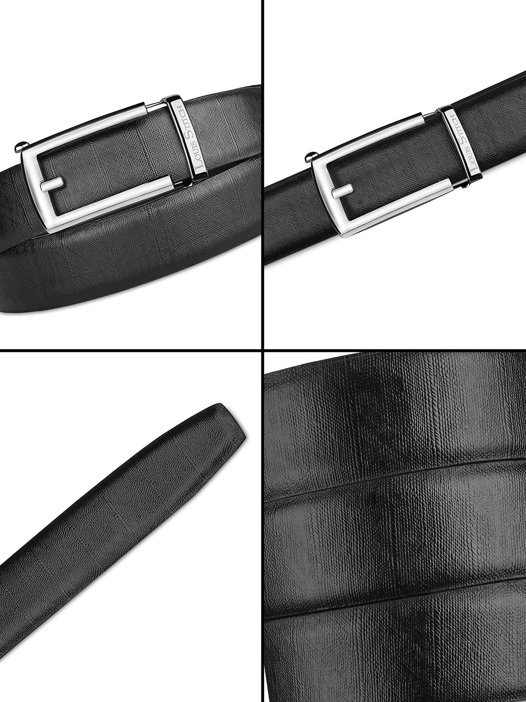 Premium VT Leather Men's Chrome Buckle Auto Lock Belt