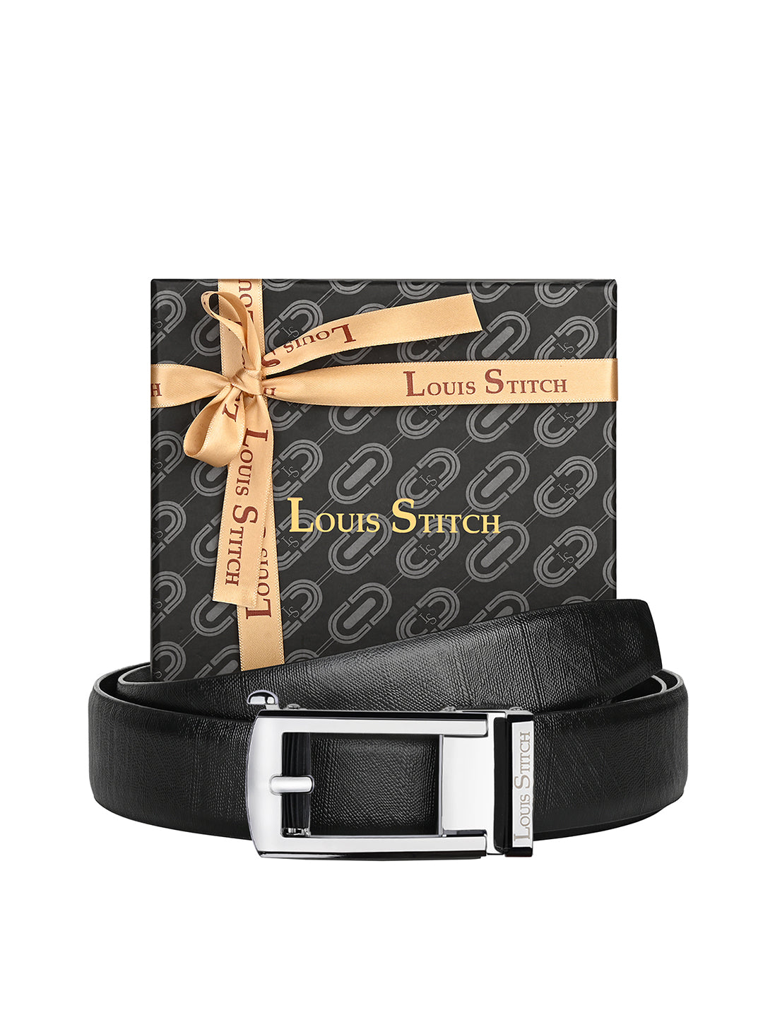 Premium VT Leather Men's Chrome Buckle Auto Lock Belt