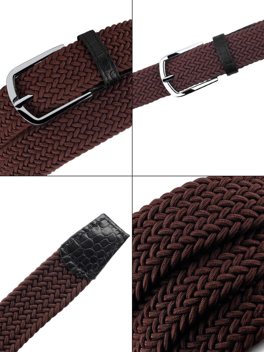 LOUIS STITCH Men's Braided Elastic Stretch Belt