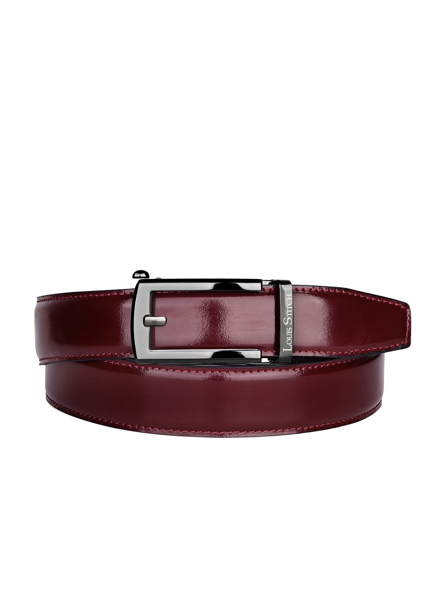 Premium VT Leather Men's Gunmetal Black Buckle Auto Lock Belt