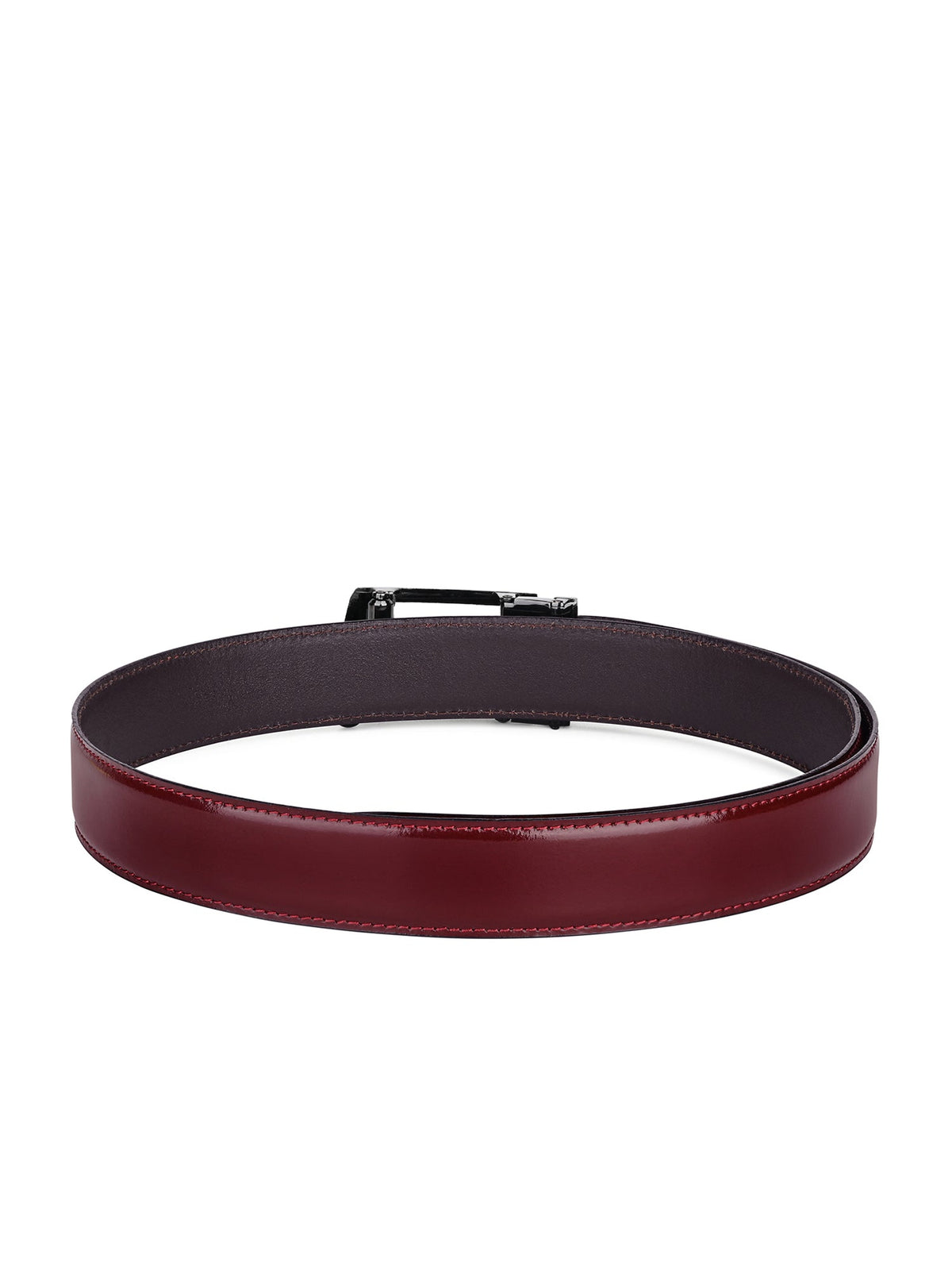 Premium VT Leather Men's Gunmetal Black Buckle Auto Lock Belt