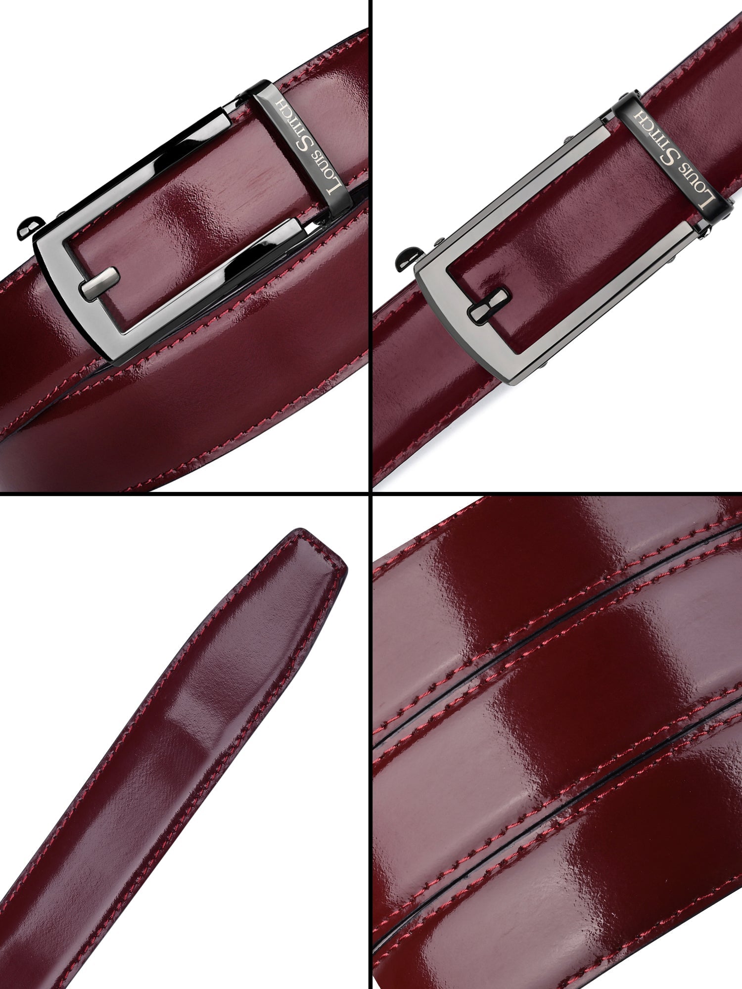 Premium VT Leather Men's Gunmetal Black Buckle Auto Lock Belt