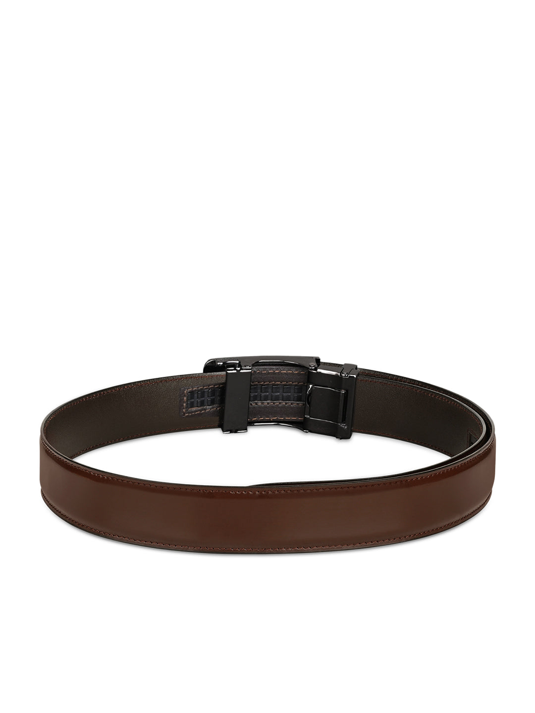 Premium VT Leather Men's Gunmetal Black Buckle Auto Lock Belt