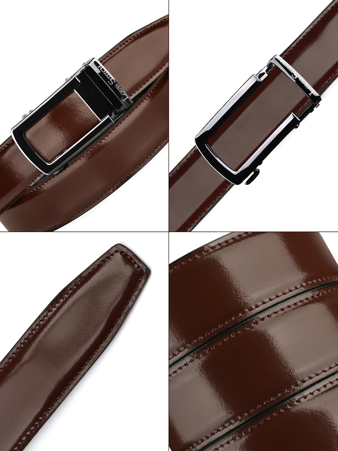Premium VT Leather Men's Gunmetal Black Buckle Auto Lock Belt