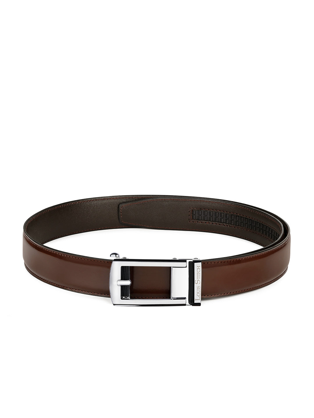 Premium VT Leather Men's Chrome Buckle Auto Lock Belt