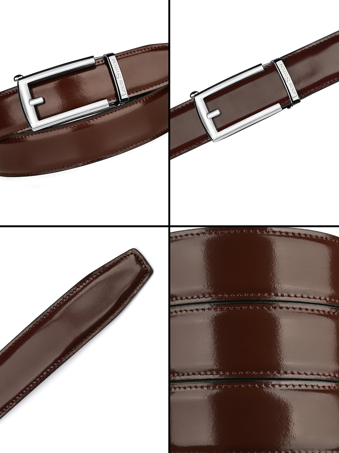 Premium VT Leather Men's Chrome Buckle Auto Lock Belt