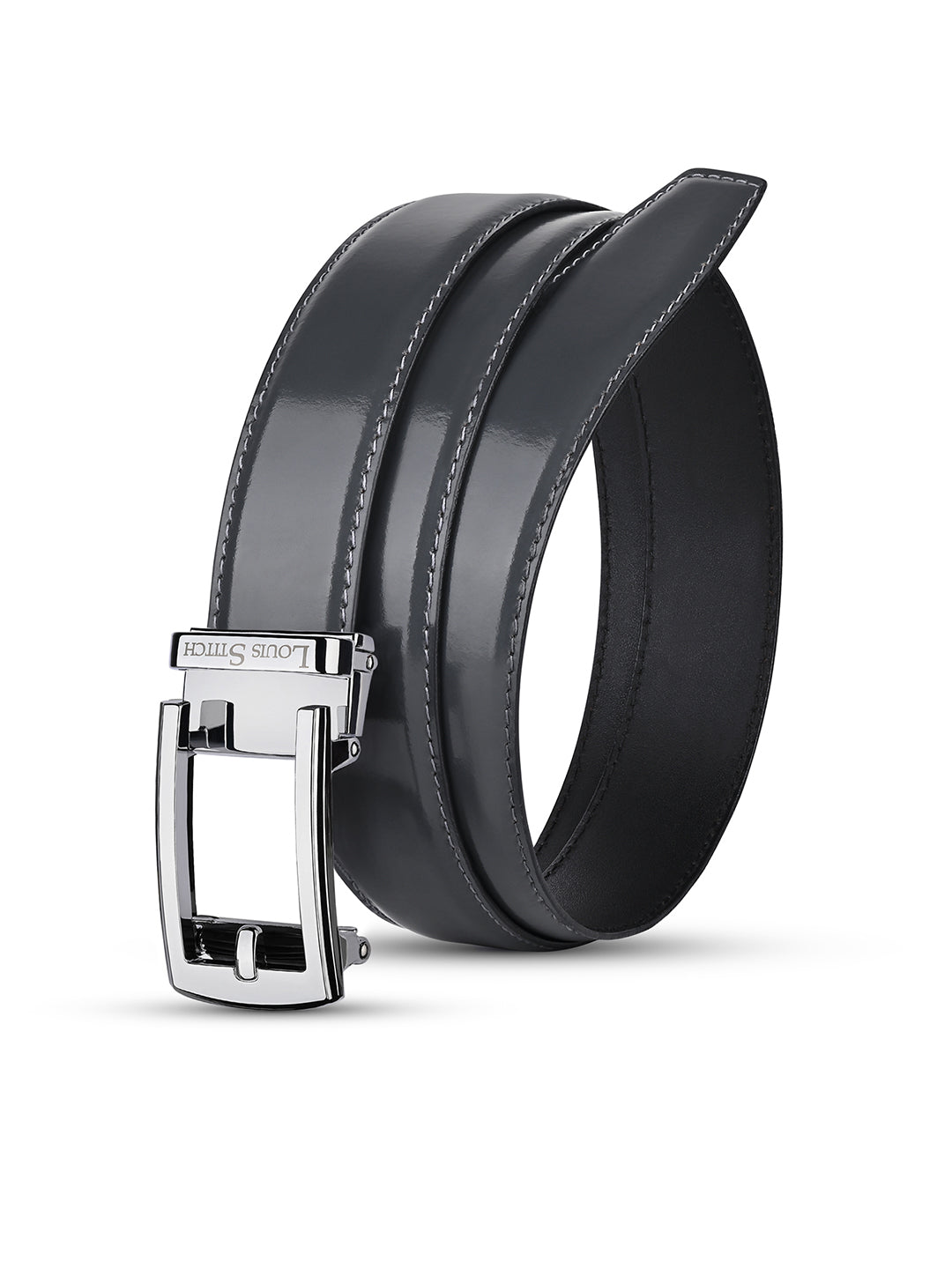 Premium VT Leather Men's Chrome Buckle Auto Lock Belt