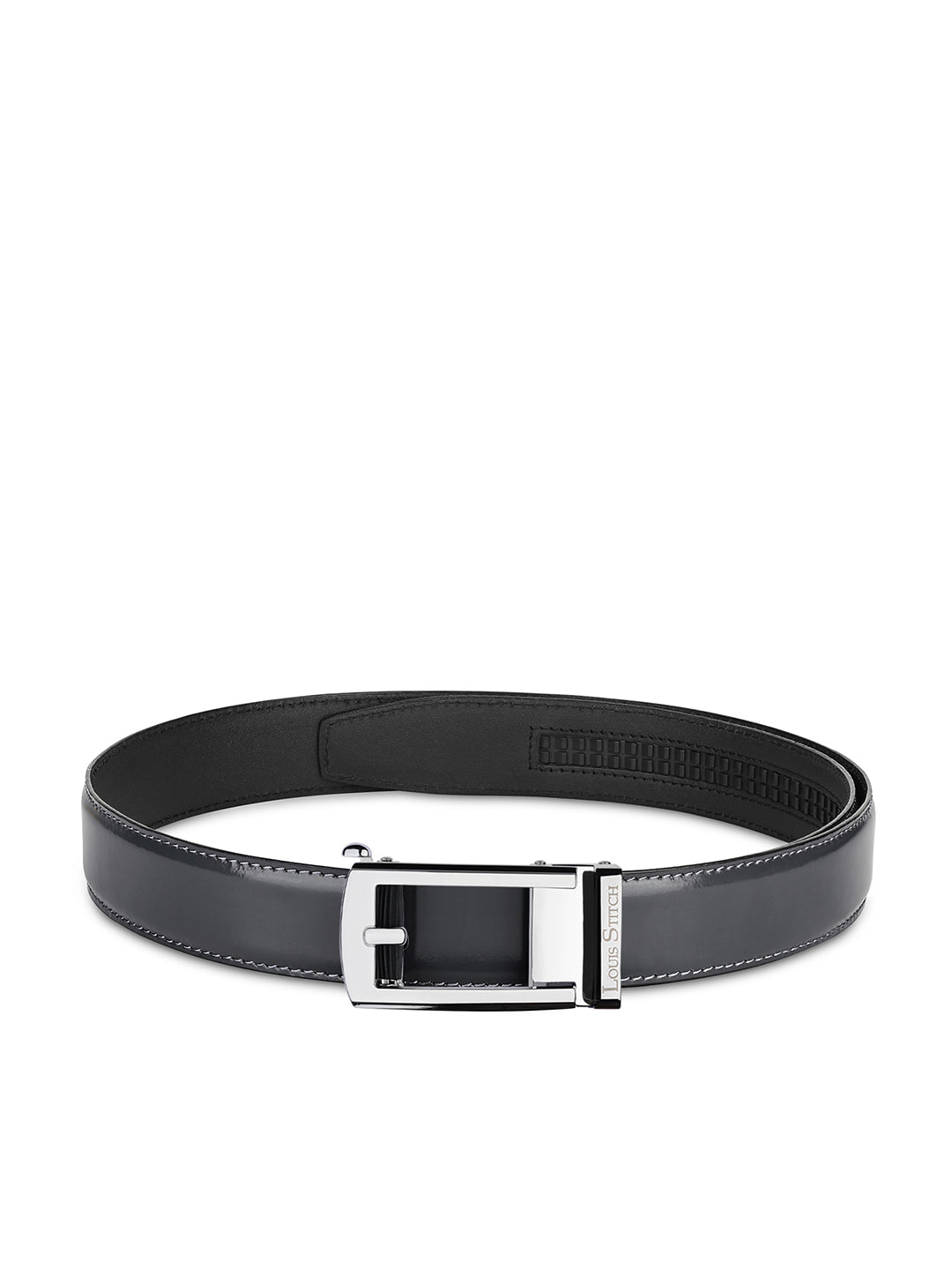 Premium VT Leather Men's Chrome Buckle Auto Lock Belt
